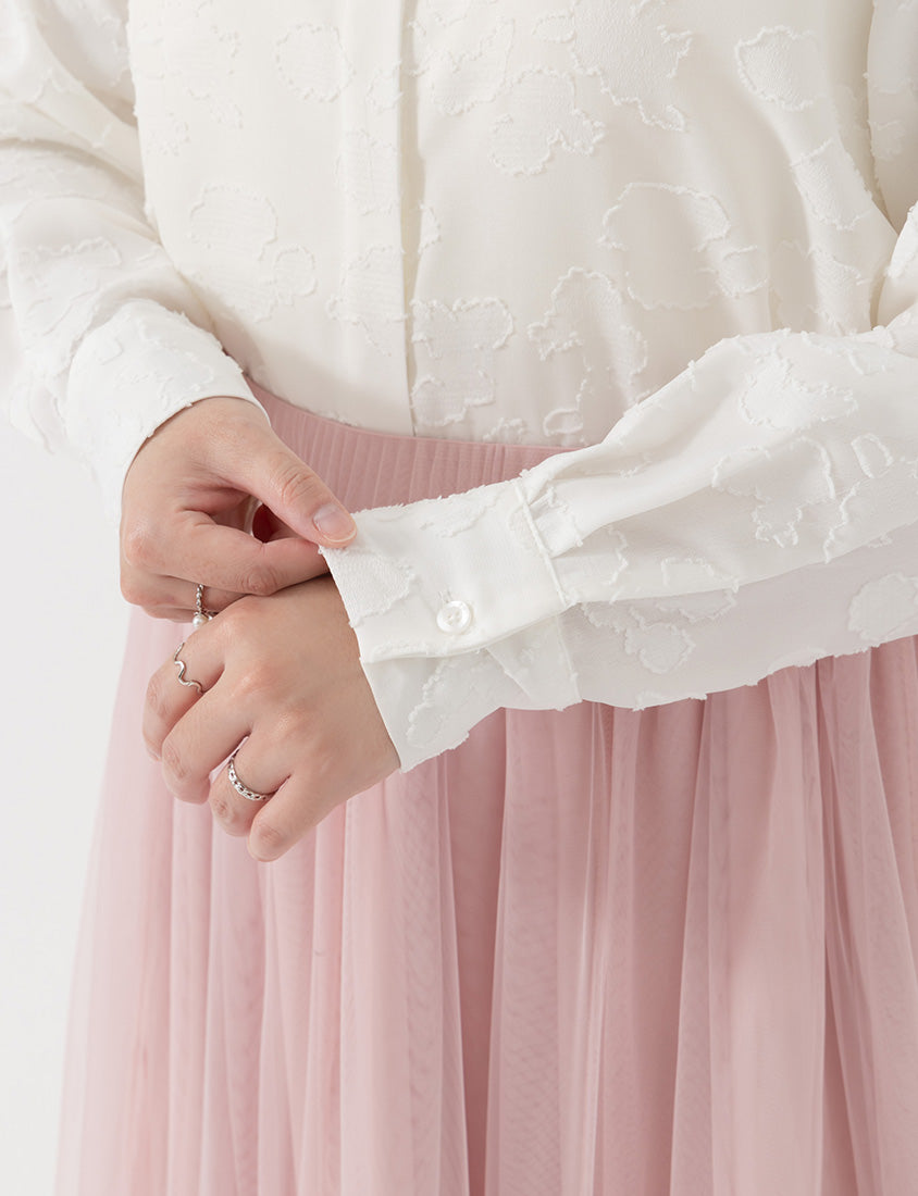 MISS. Japanese-Inspired Lace Sheer Jacquard Plus Size Shirt