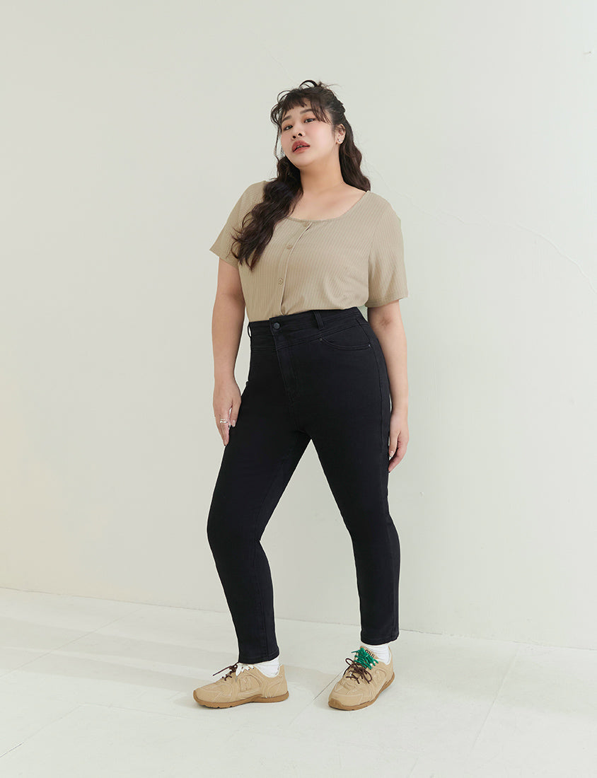 High-Waist Stretch Slim-Leg Plus Size Pants (Regular)