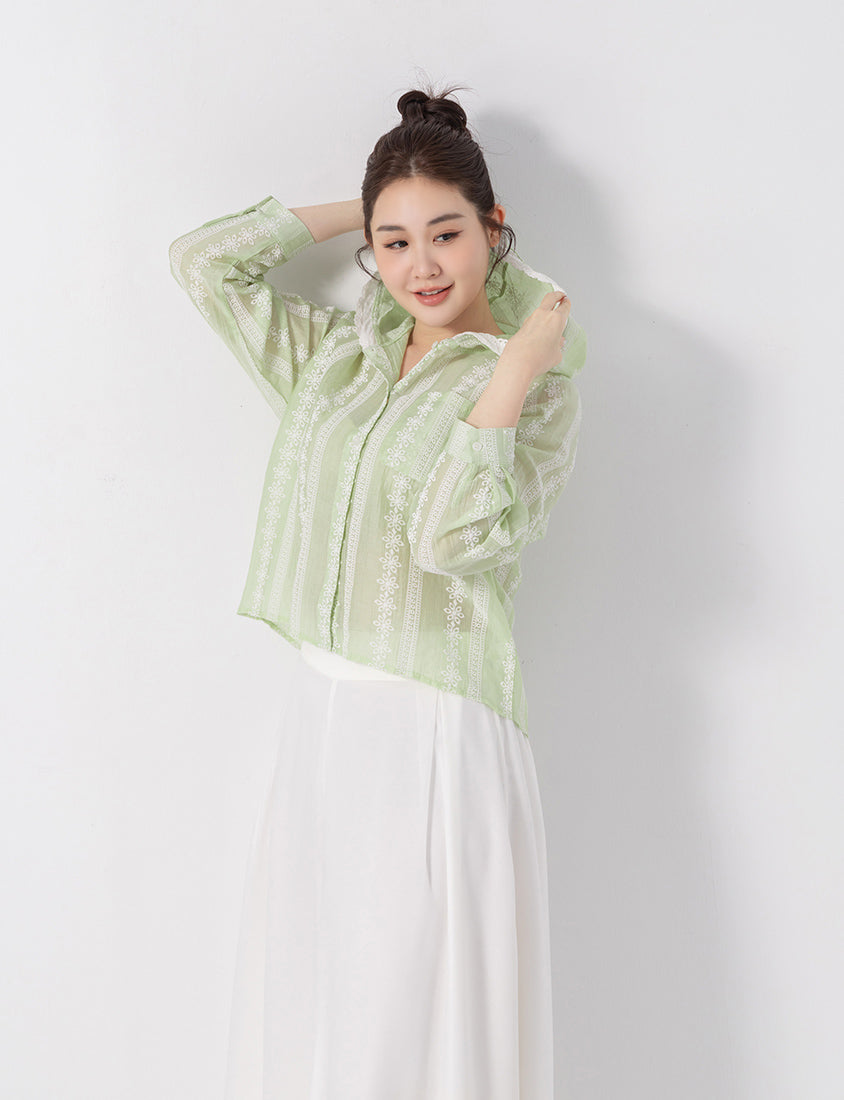 Japanese Style Semi-Sheer Lace Hooded Plus Size Jacket