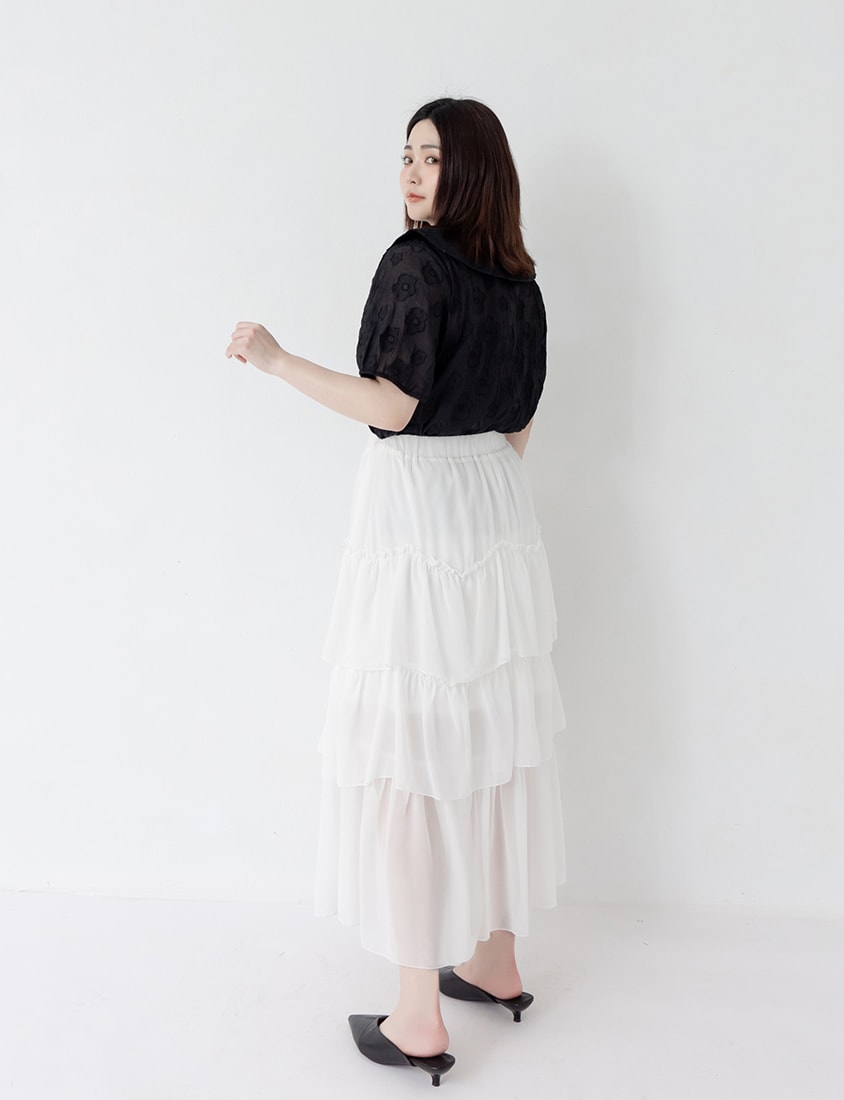 Two-Piece Floral Collar Tie Plus Size Shirt (with Camisole)