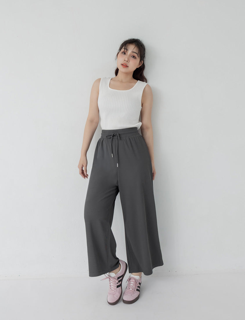 Korean Style Ice Silk Ribbed U-Neck Plus Size Tank Top