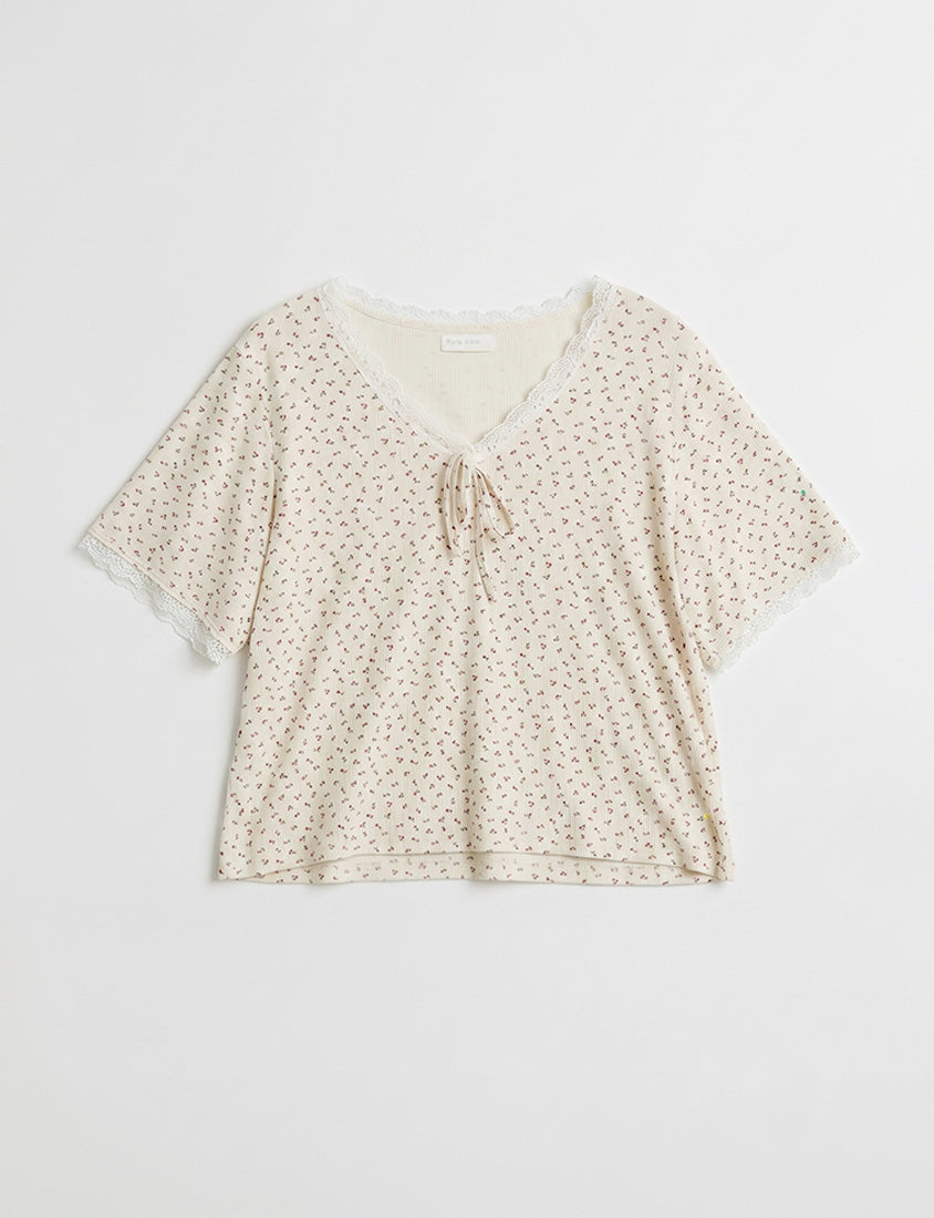 Cottage Lace Floral Ribbed Plus Size Tee