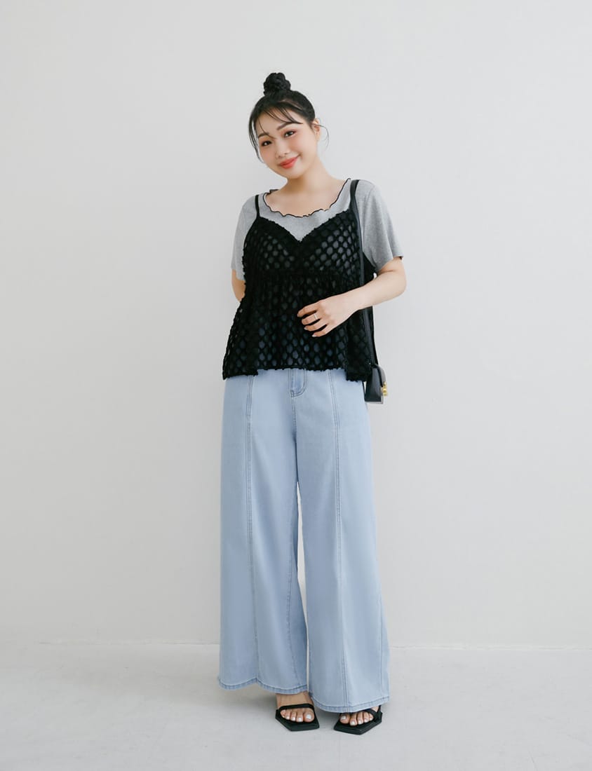 Two-Piece Japanese-Style Color-Block Plus Size Top Set