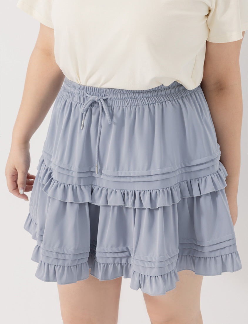 Sweet Tiered Puffy Plus Size Mini Skirt