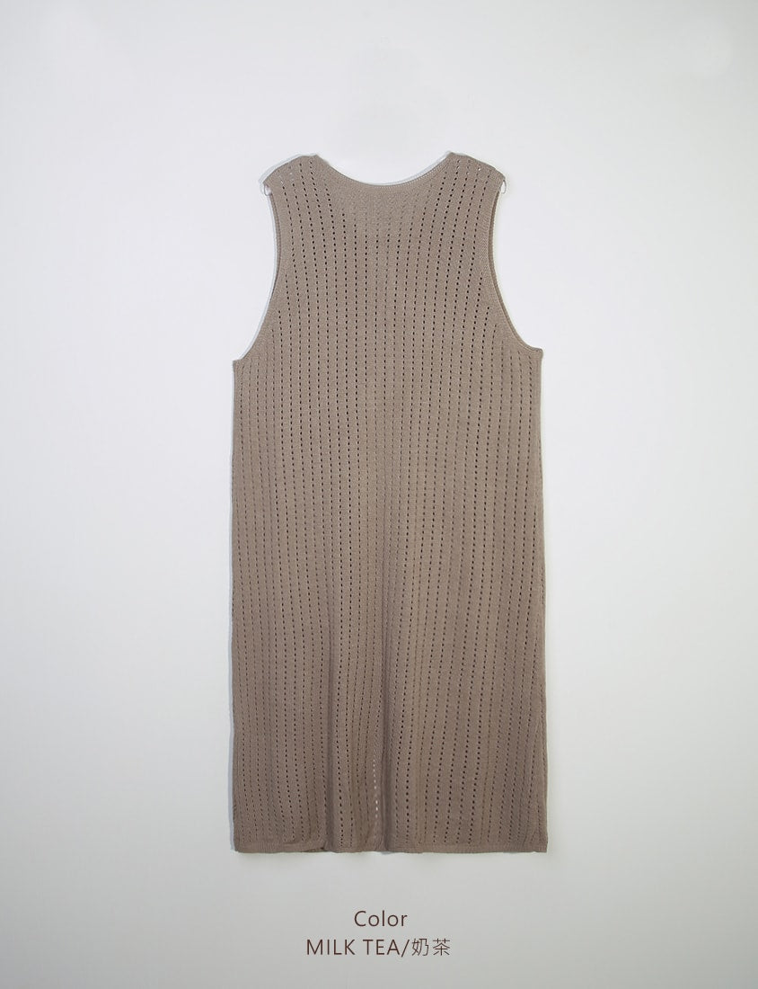 MISS. 2-Way Convertible Hollow Plus Size Long Knit Vest