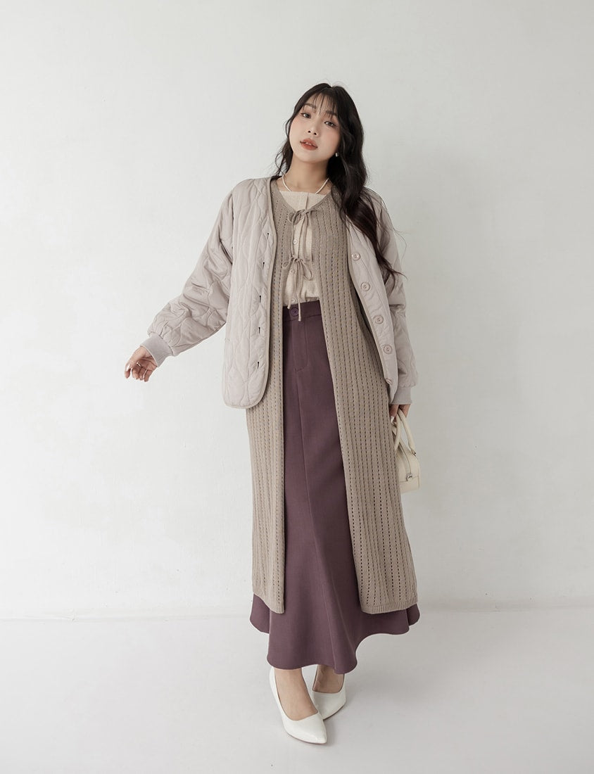 MISS. 2-Way Convertible Hollow Plus Size Long Knit Vest
