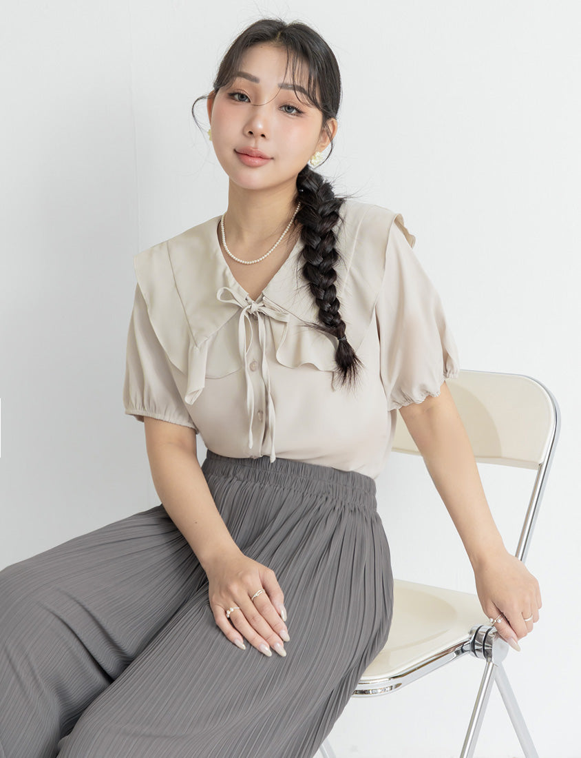 Silky Cool Fine Pleated  Plus Size Wide-Leg Pants