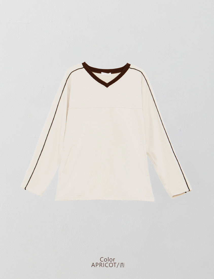 American Sporty Colorblock Oversized Long Sleeve Top (Unisex)