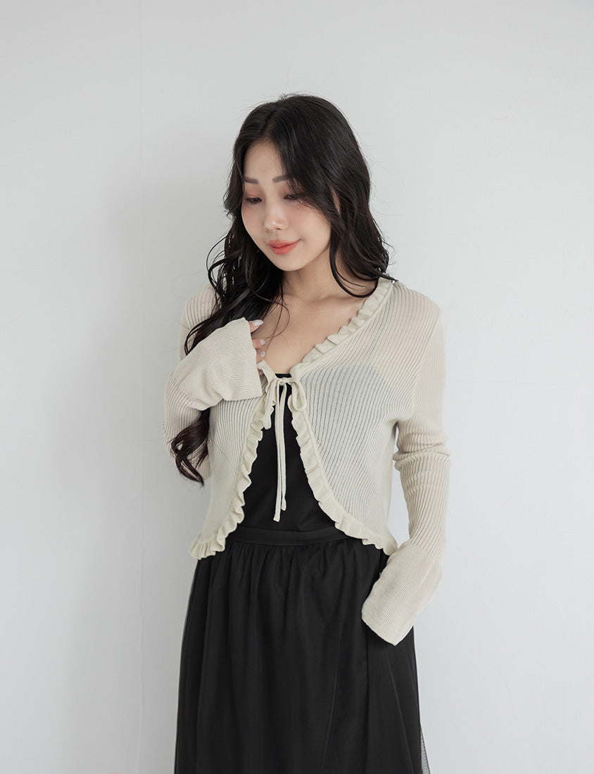 Instant Cooling Tencel Blend Tie-Front Knit Plus Size Cardigan