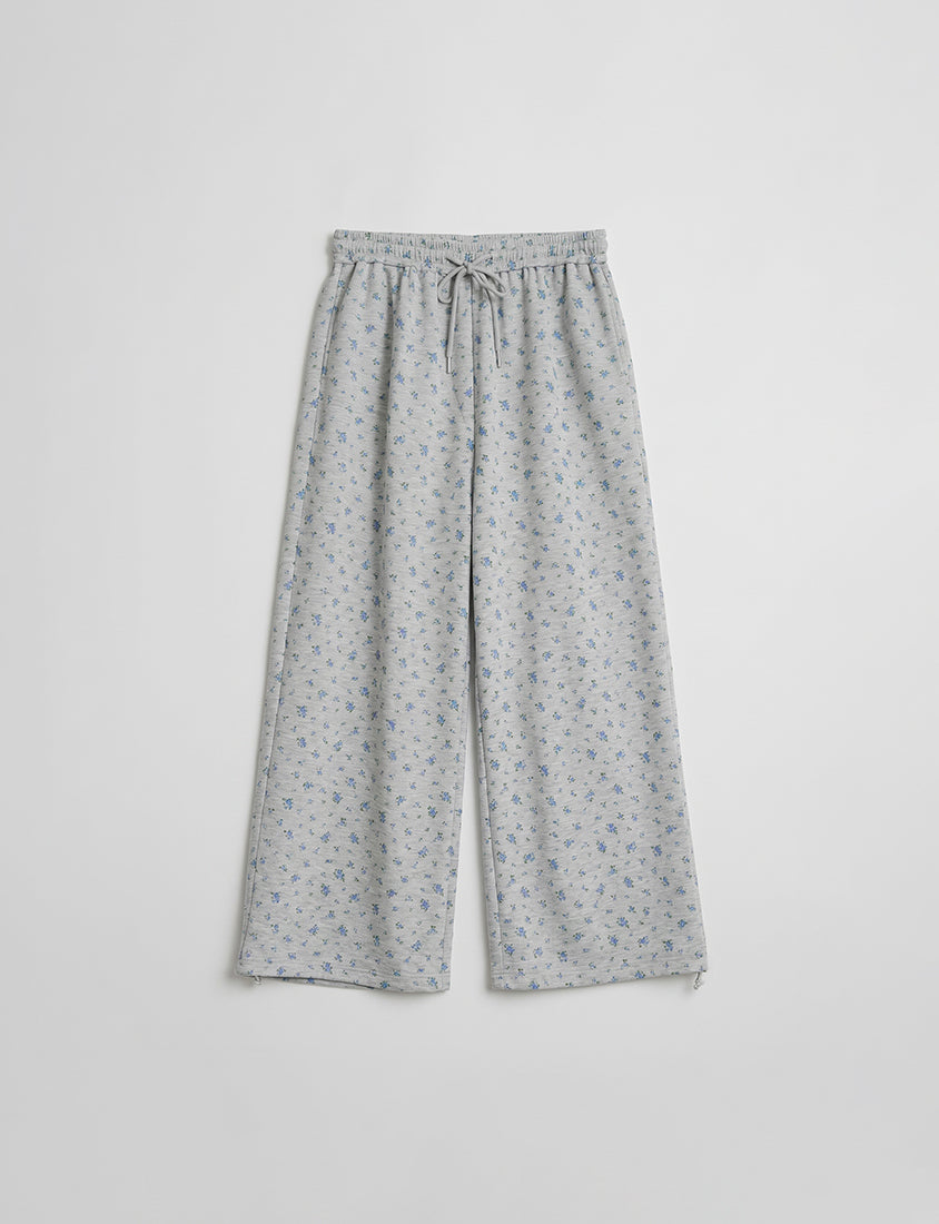 Floral Cloud Cotton Drawstring Plus Size Pants