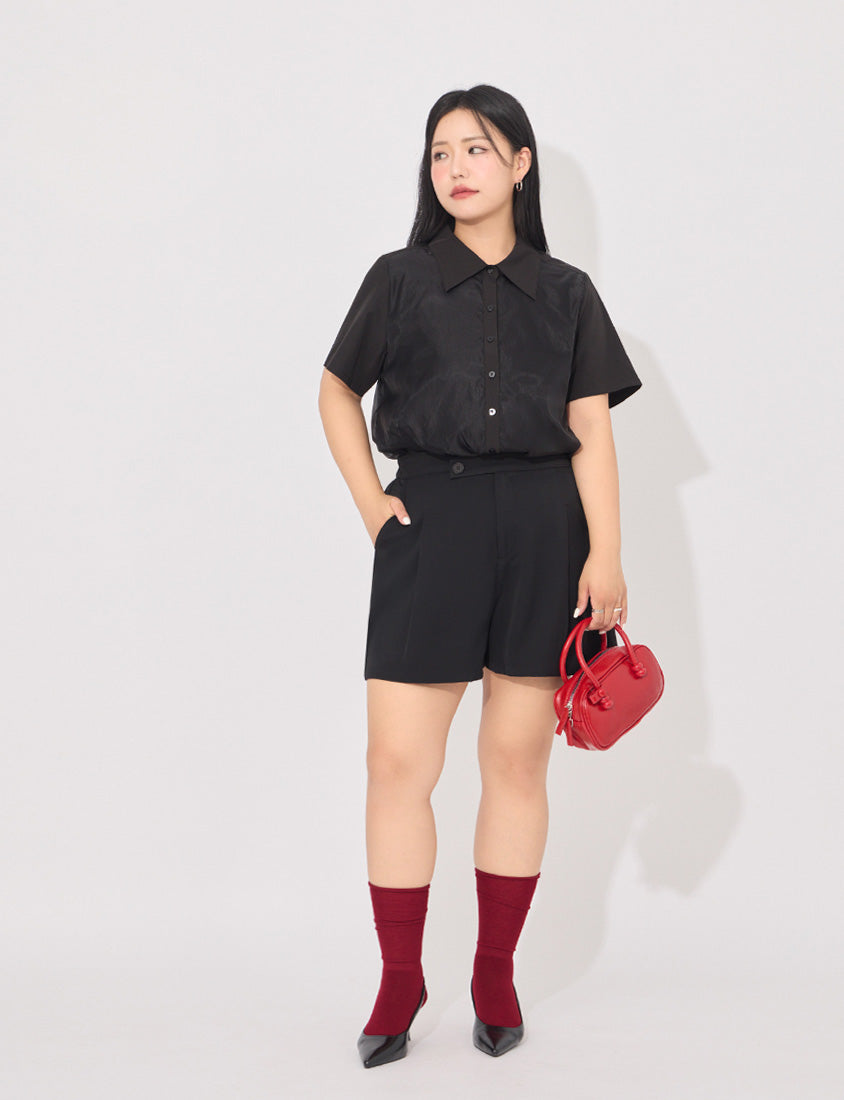 MORE U Elegant Sheer Double-Layer Plus Size Shirt