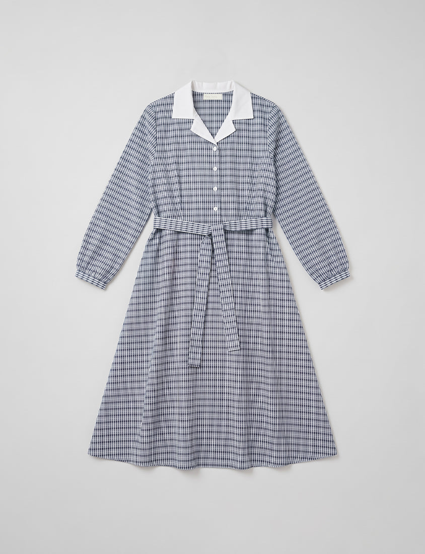 Contrast Cuban Collar Vintage Plaid Plus Size Maxi Dress