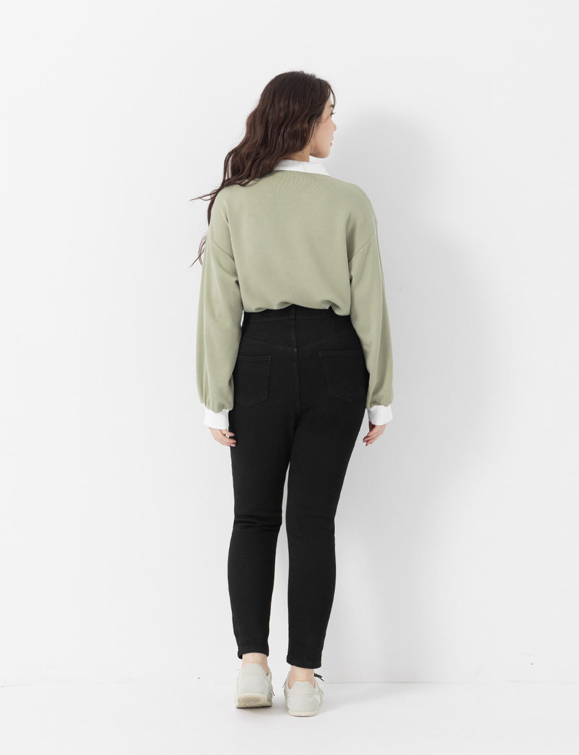 Crowds' Favorite Slimming Plus Size Wool-Fleece Black Jeans