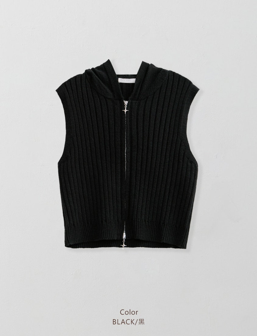 Double-Zip Hooded Plus Size Knit Vest
