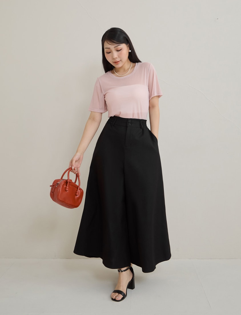 MISS. Casual Sheer Crewneck Plus Size Top
