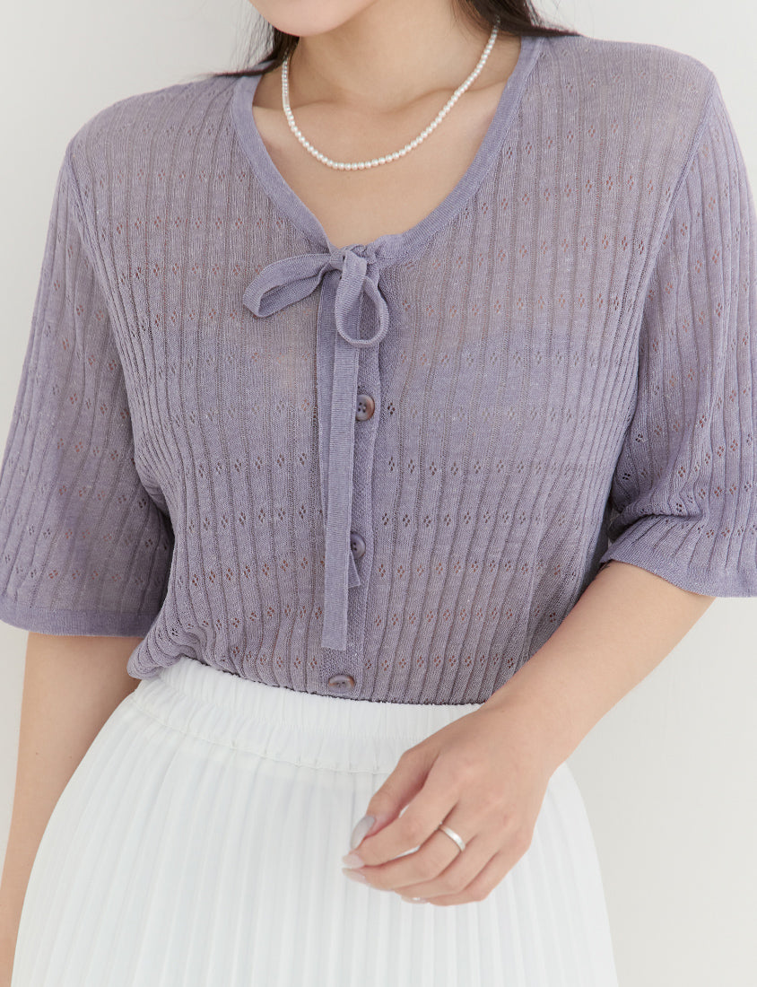 MISS. Lyocell Linen Ribbed Knit Plus Size Cardigan