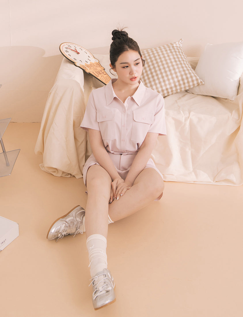 Contrast Stitch Lightweight Utility Chiffon Plus Size Shirt