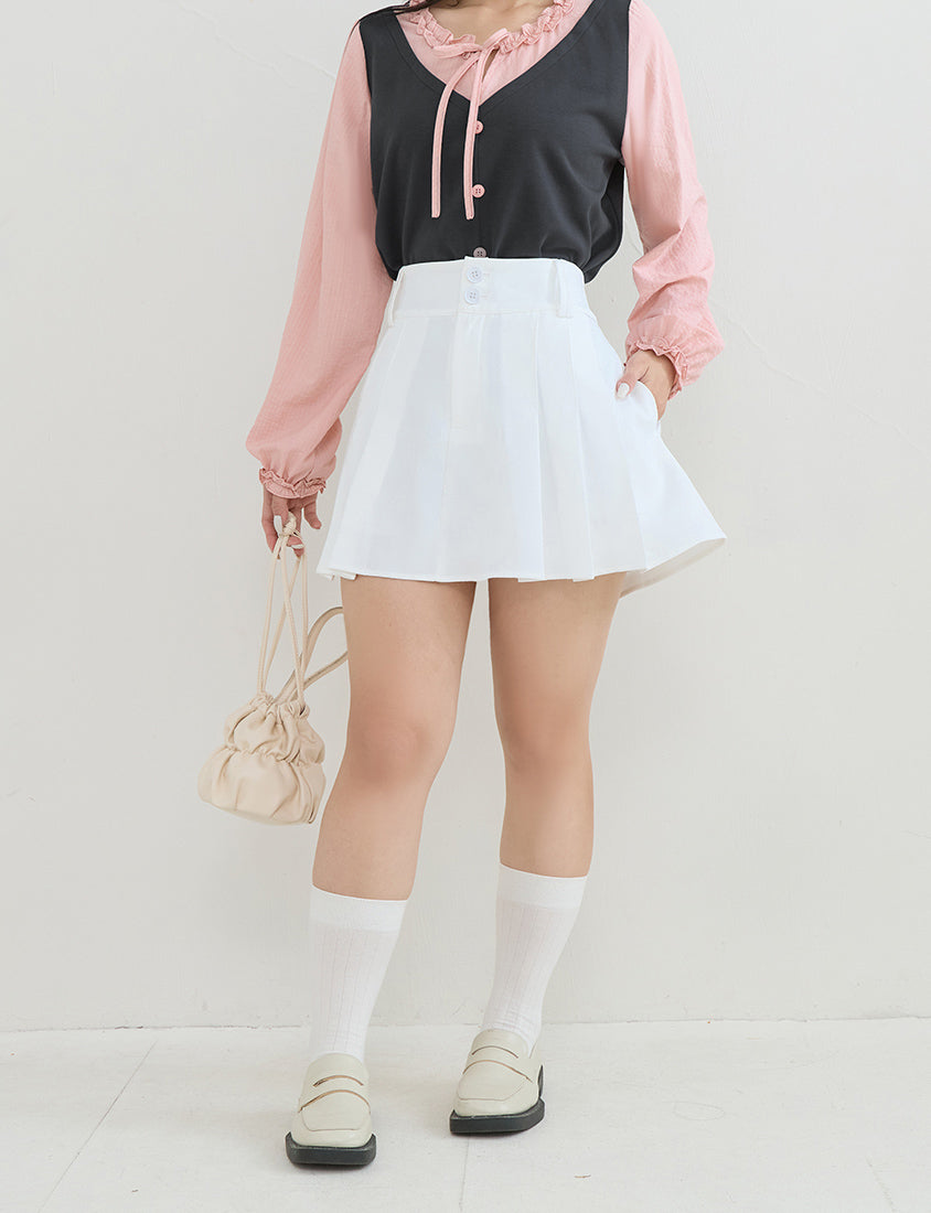 Romantic Ruffle Collar Faux Two Piece Plus Size Top