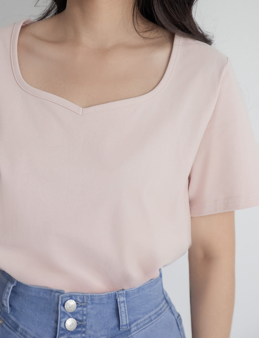 Upgraded 2.0! Sweetheart Neckline Plus Size Slim Tee