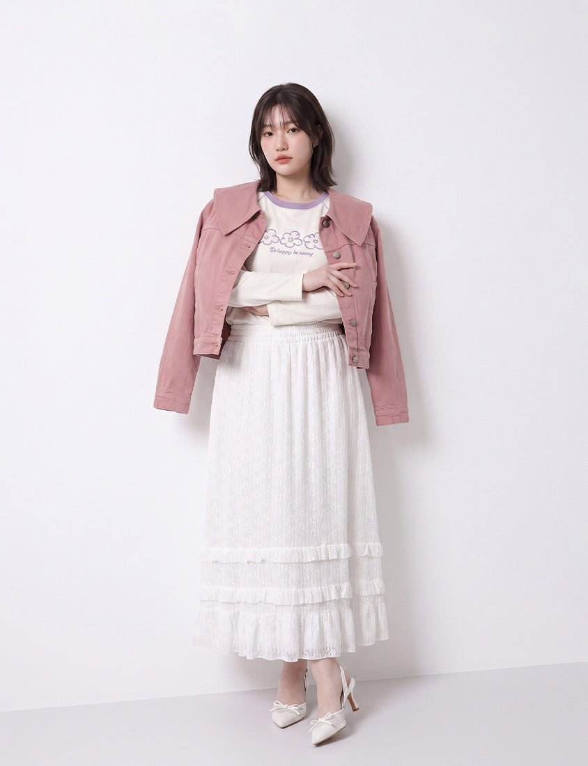 Sweet Collar Lyocell Twill Plus Size Jacket