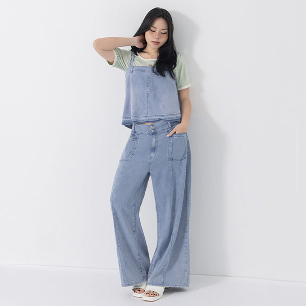 Tencel Denim Elastic Back Plus Size Strap Cami Vest