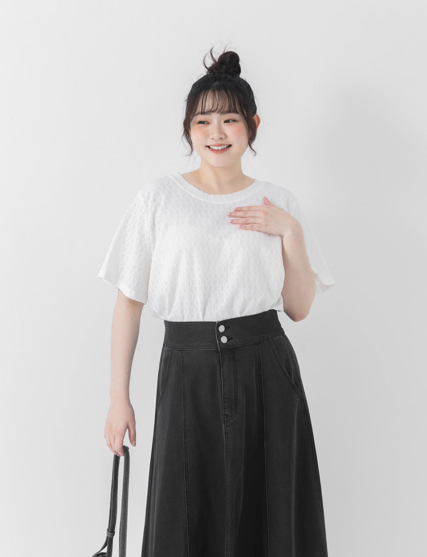 Basic Crinkle Plus Size Crewneck Top