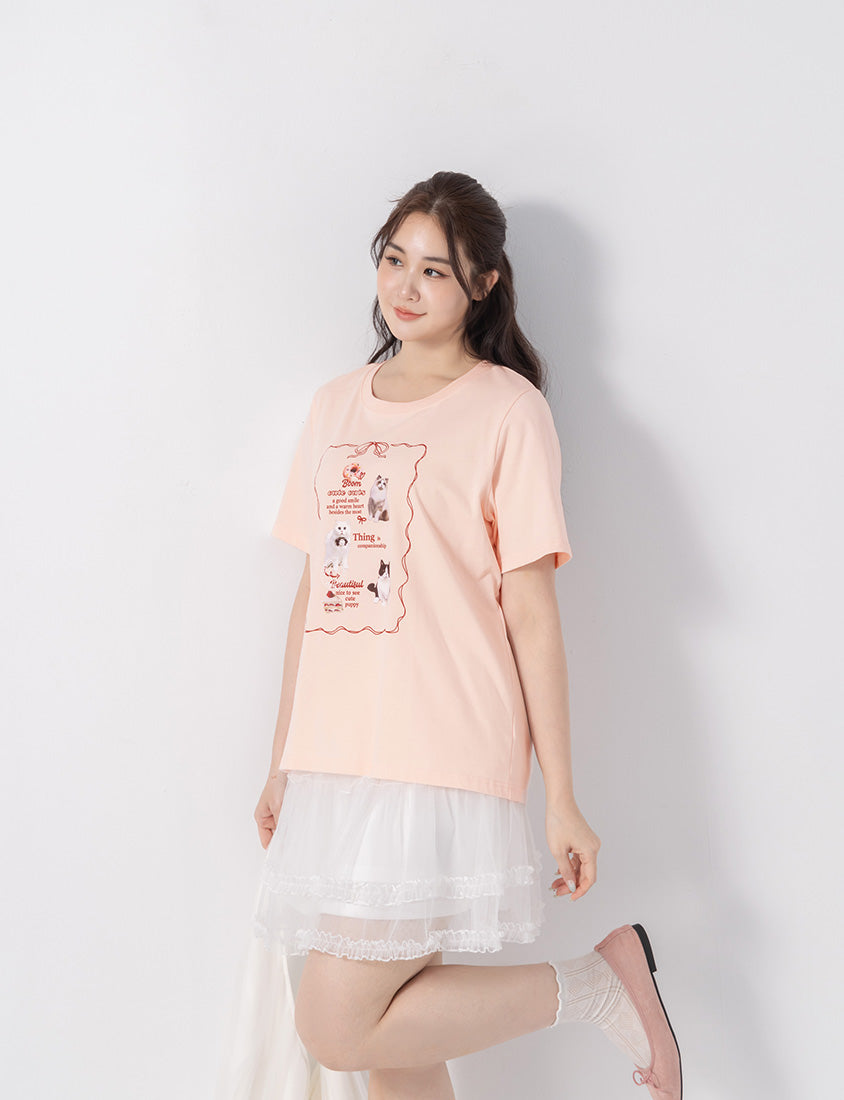 Cute Cat Print Oversized Plus Size Tee