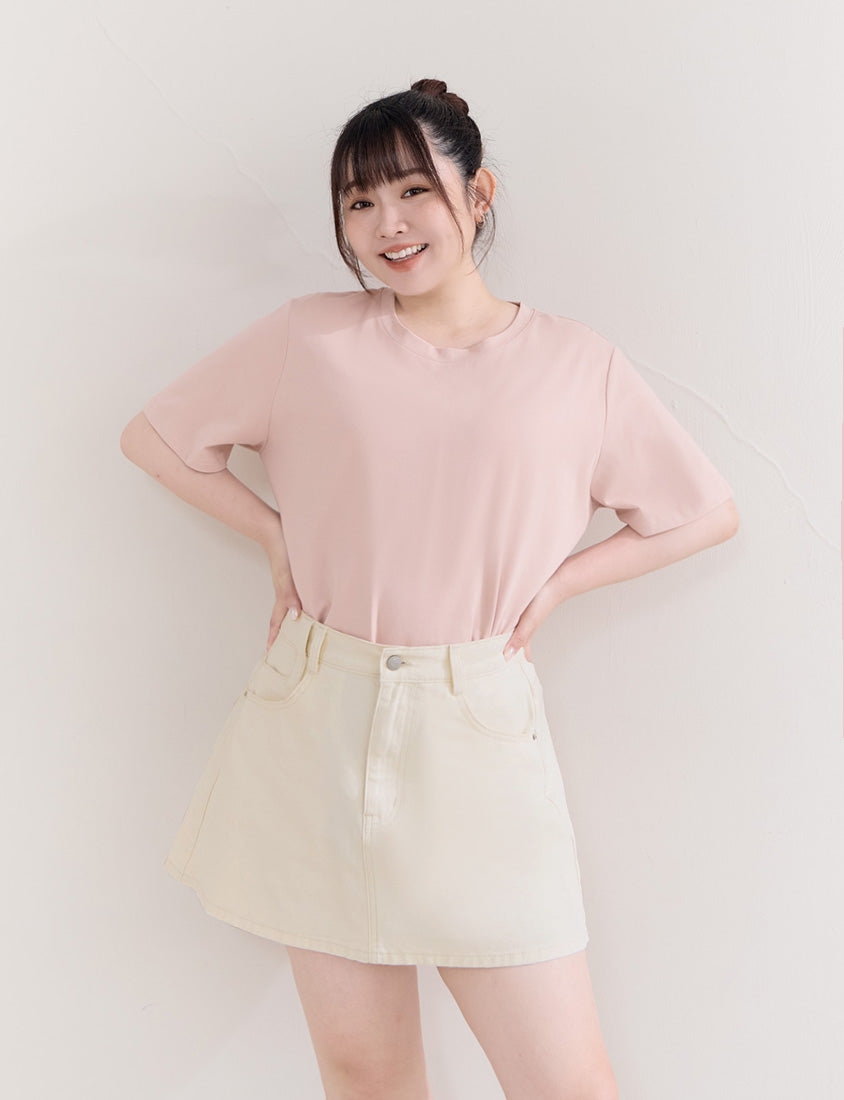 Casual Twill Cotton A-Line Plus Size Mini Skirt