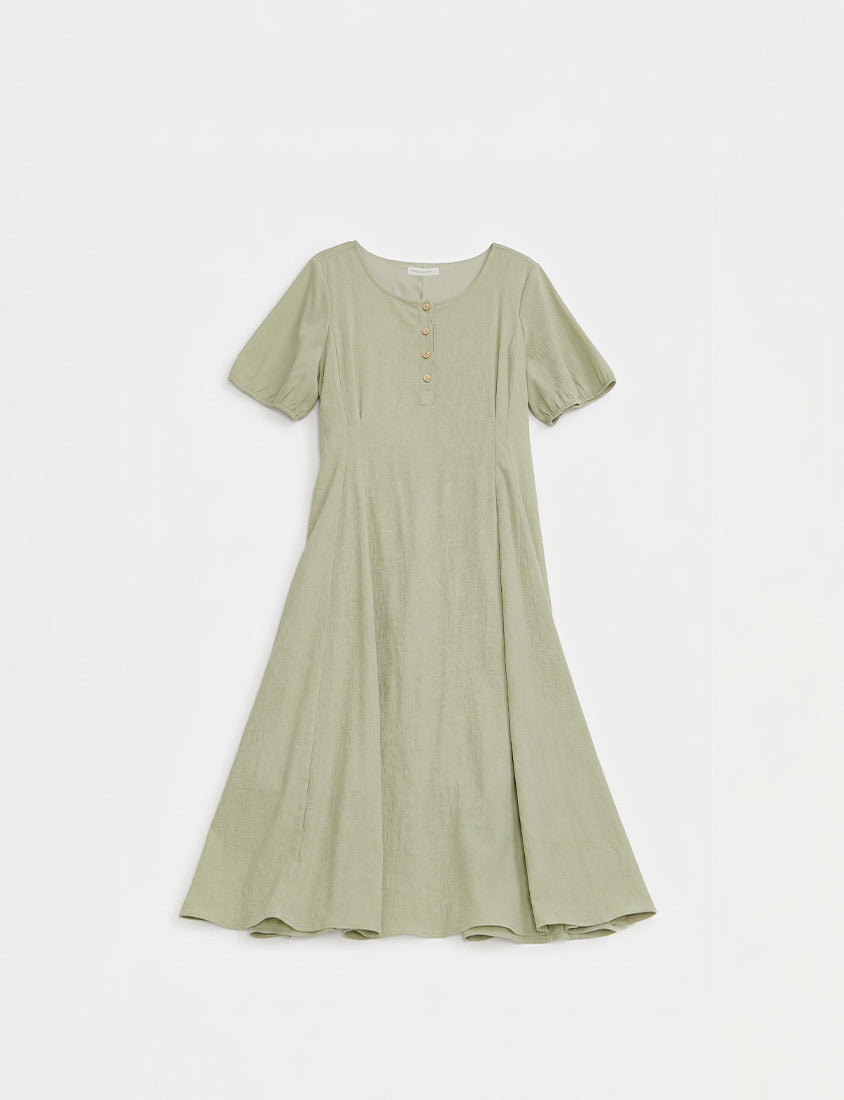 MISS. Elegant Tweed Puff Sleeve Textured Plus Size Maxi Dress