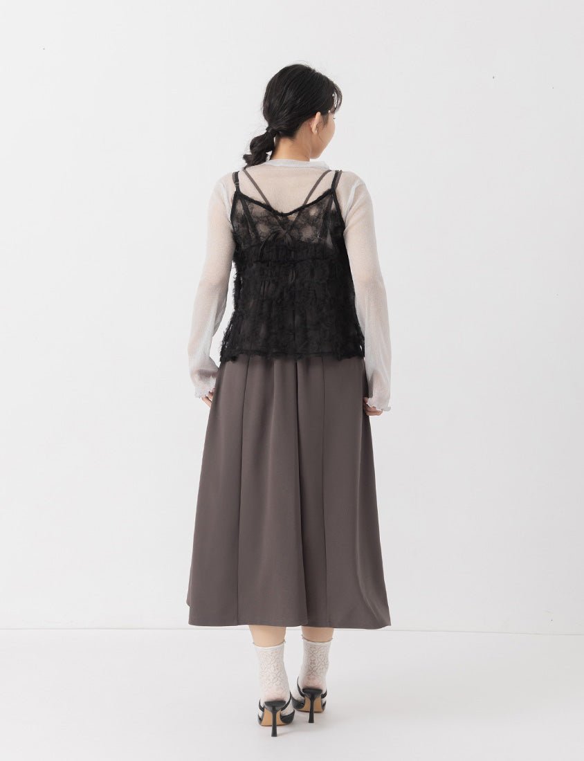 MISS. Elegant Intricate Mesh Tie Plus Size Camisole Vest