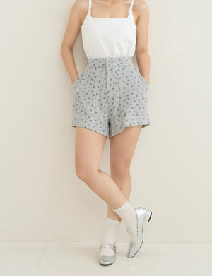 Sweet Floral Waffle Plus Size Shorts