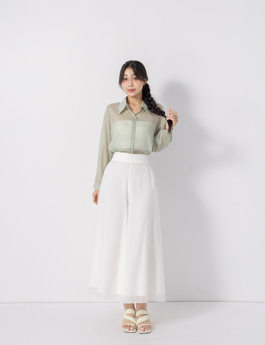 Subtle Sparkle Sheer Chiffon Back Slit Plus Size Shirt