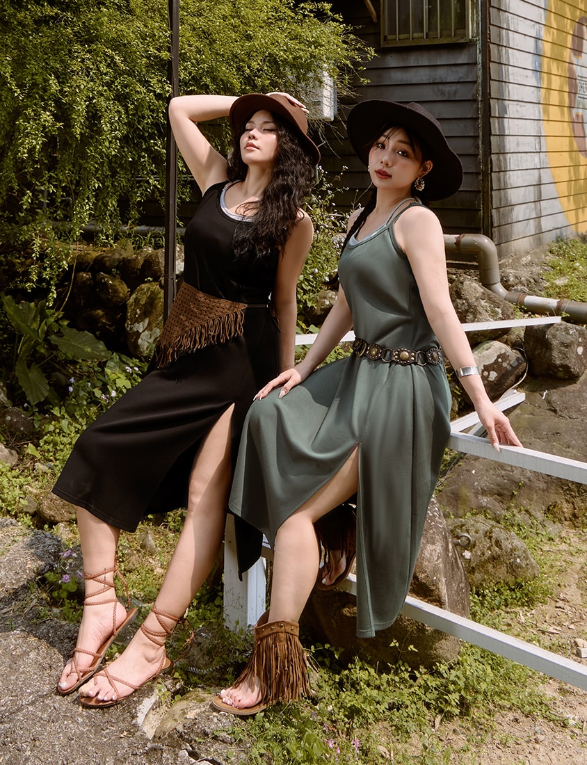 MUA! Cloud Cotton Faux Two Piece Plus Size Maxi Dress