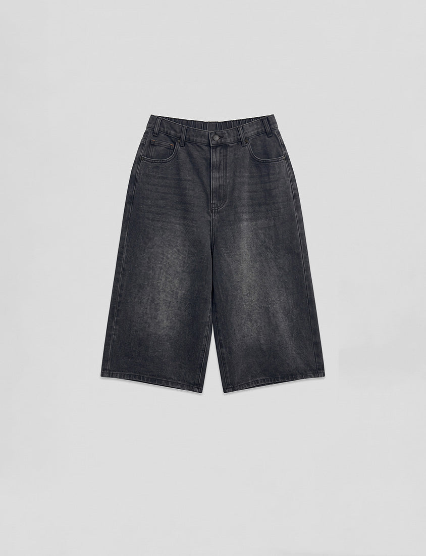 Korean Style Vintage Washed Plus Size Cropped Jeans