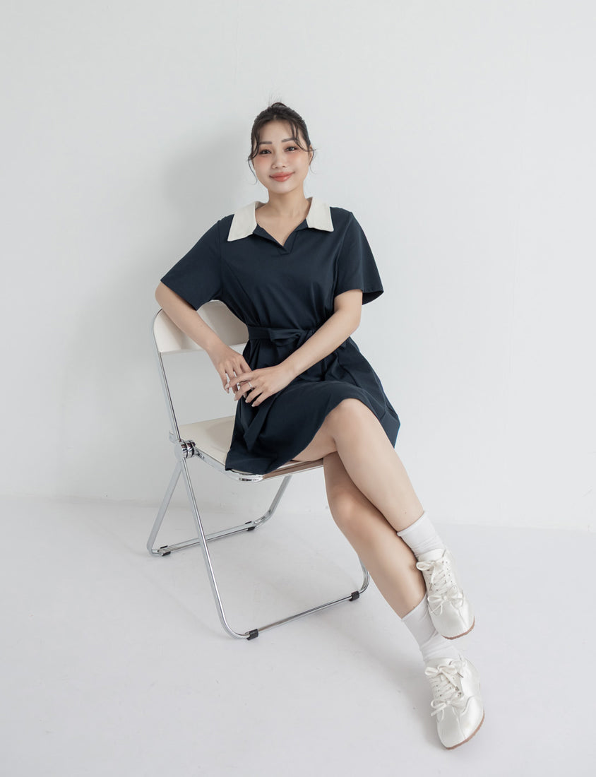 Instant Icy Cooling Collar Plus Size Mini Dress (With Waist Belt)