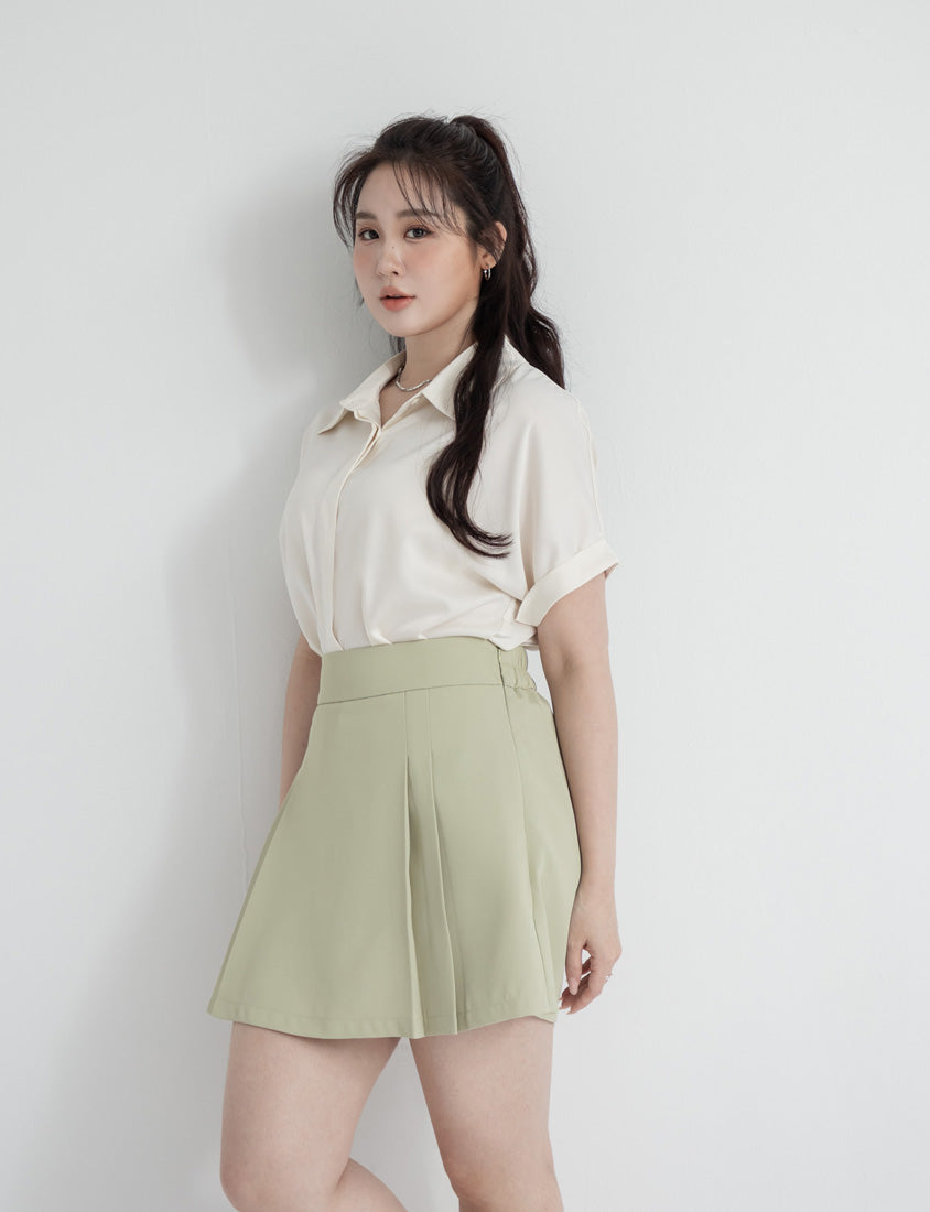 MISS. Minimal Satin Rolled Sleeve Plus Size Shirt
