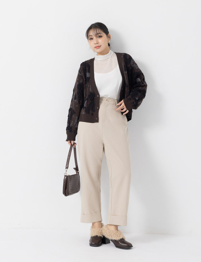 MISS. Japanese Vintage Jacquard Plus Size Knit Cardigan