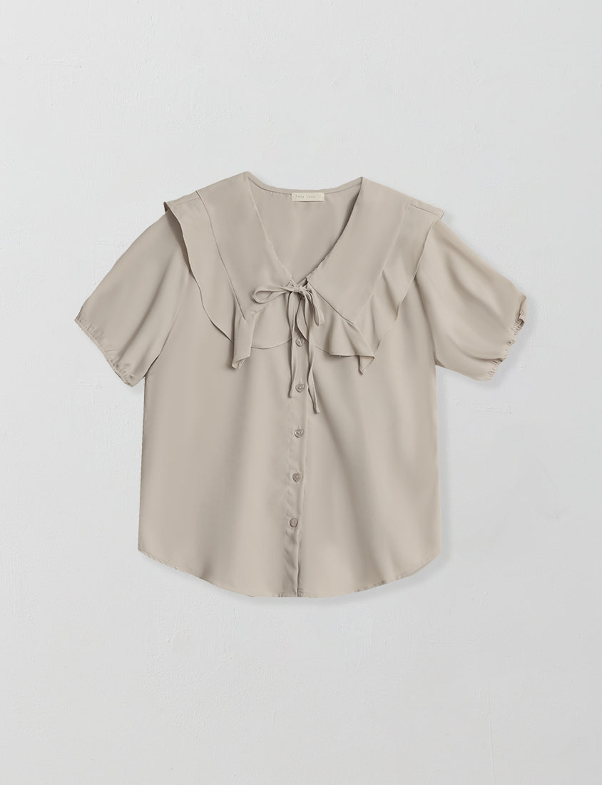 MISS. Ruffle Collar Chiffon Plus Size Shirt