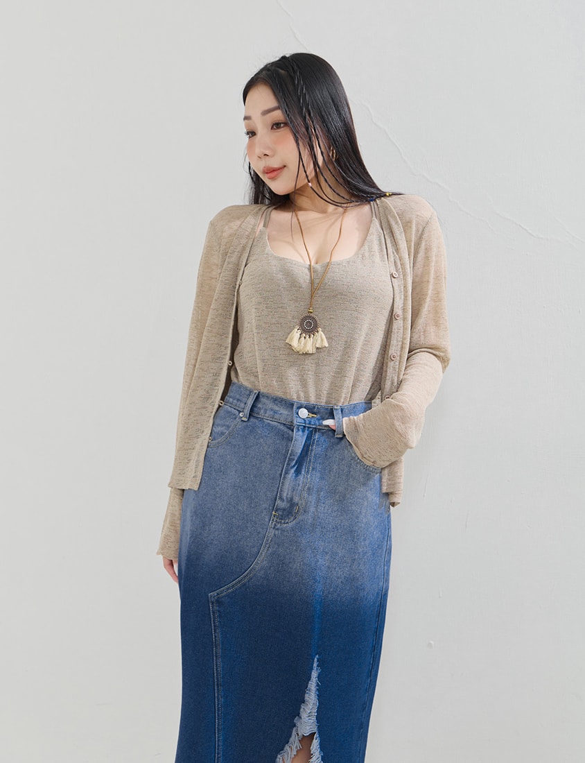 MUA! Textured Sheer Knit Plus Size Cardigan