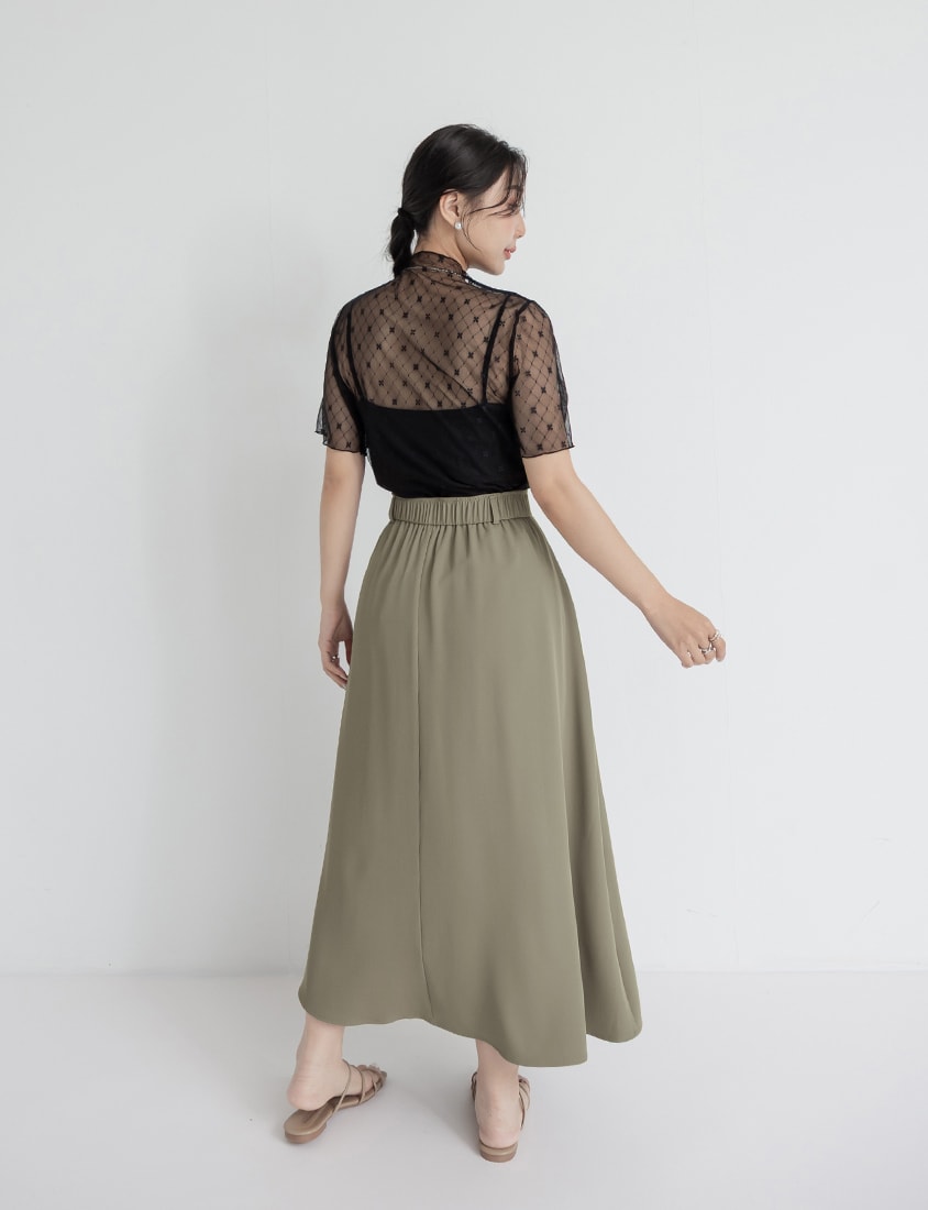 MISS. Slim Fit Tailored Pleated A-Line Plus Size Maxi Skirt