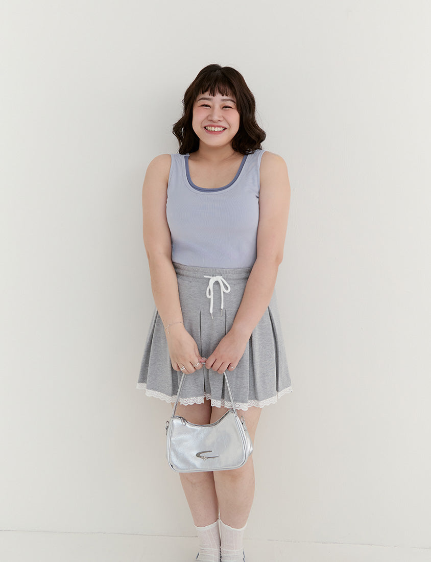 Pobra. Contrast Crew Neck Ribbed Plus Size Bra Tank Top