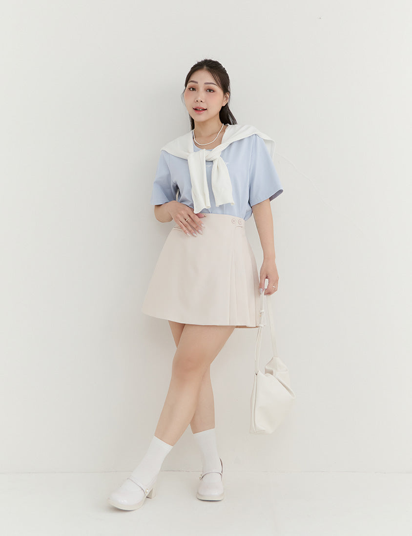 MISS. Elegant Contrast Letter Print Plus Size Tee