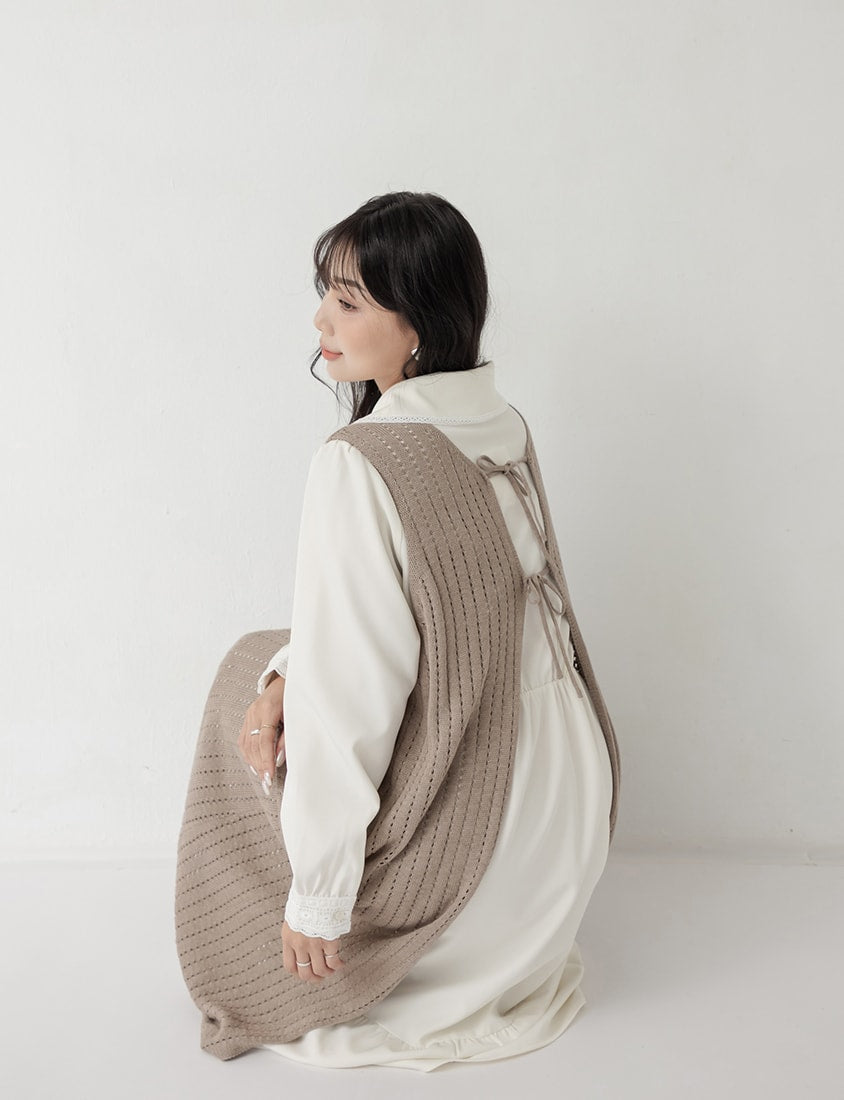 MISS. 2-Way Convertible Hollow Plus Size Long Knit Vest