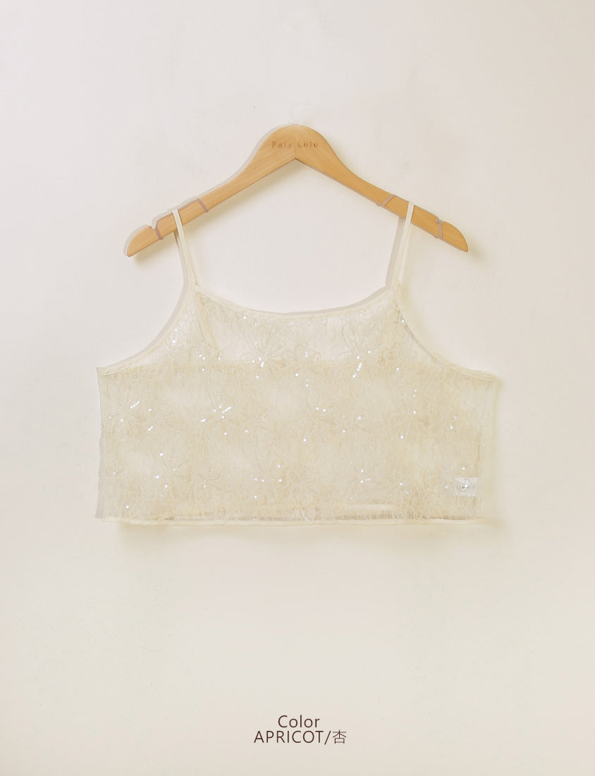 MISS. Sheer Lace Floral Plus Size Strap Cami