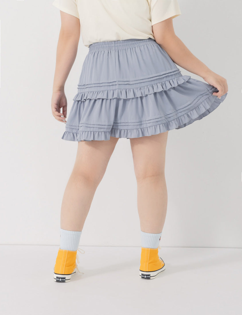 Sweet Tiered Puffy Plus Size Mini Skirt
