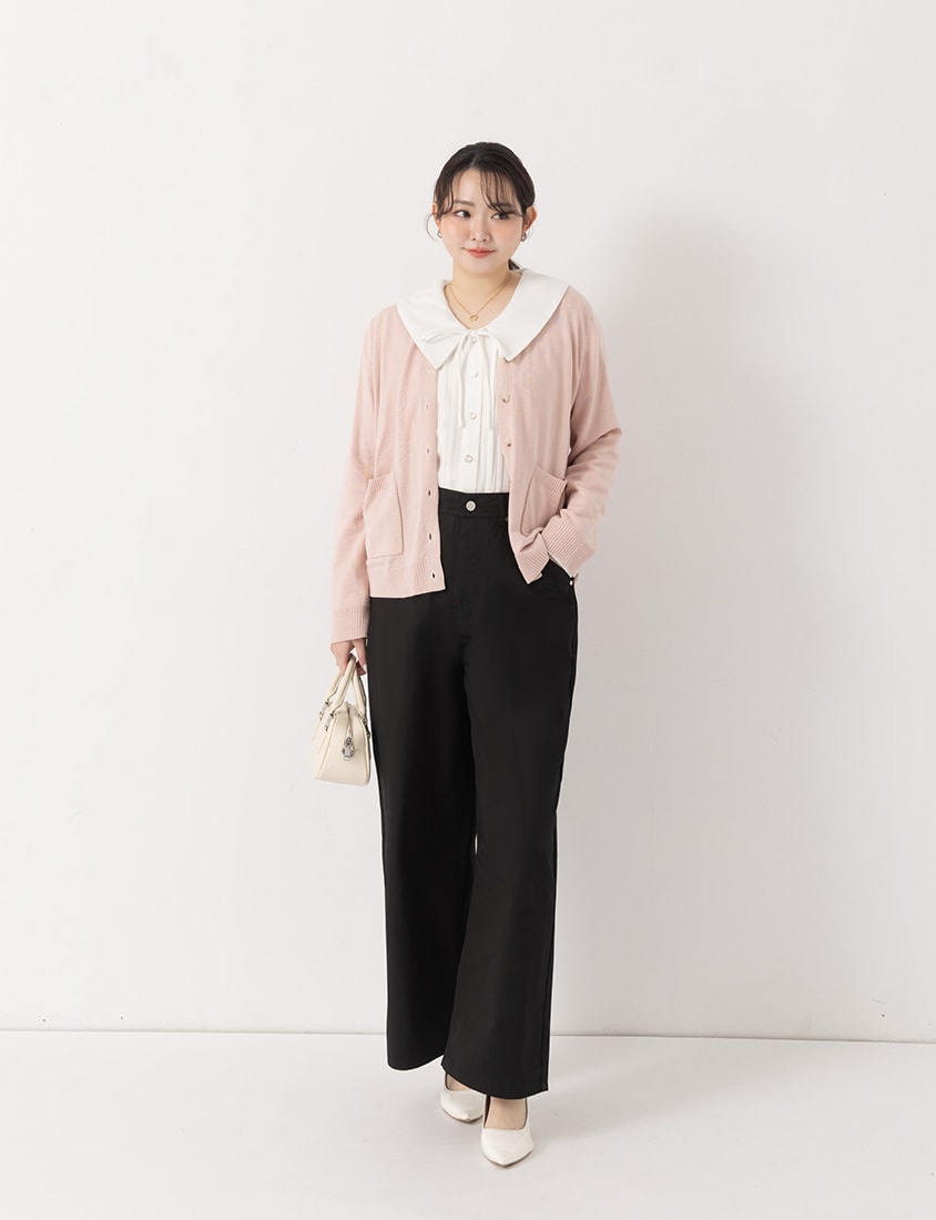 MISS. Elegant Velvet Collar Plus Size Long Sleeve Shirt