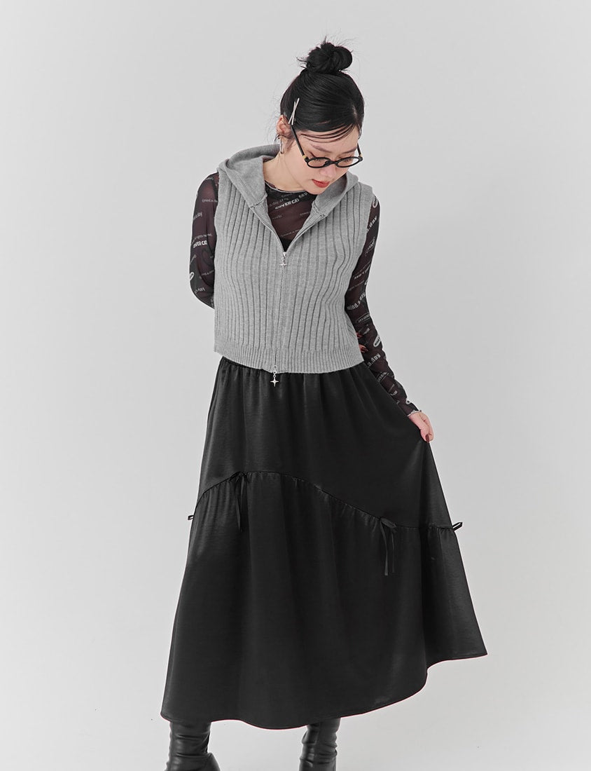 Double-Zip Hooded Plus Size Knit Vest