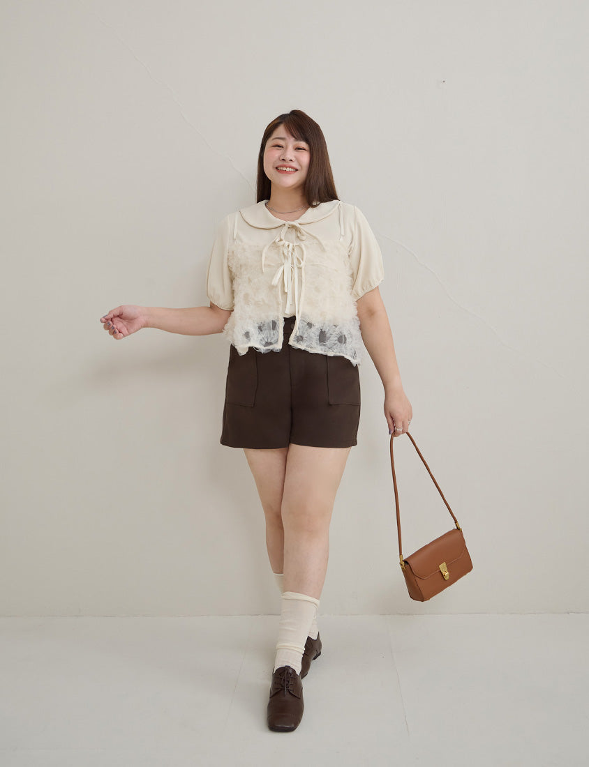 MISS. Silky Cool Wrinkle-Resistant Tie-Front Plus Size Collar Shirt