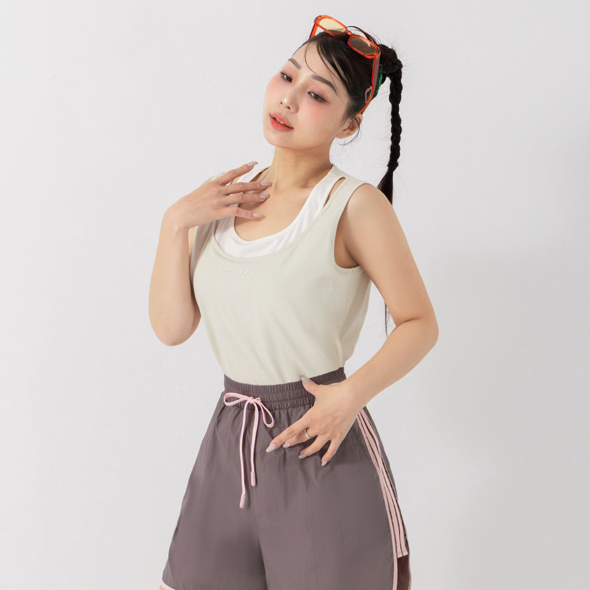 Instant Cooling Cat Paw Embroidered Contrast Plus Size Tank Top