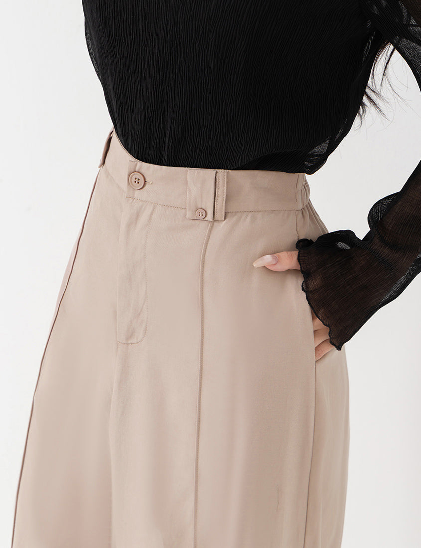 MISS. Lyocell Twill Topstitched Plus Size Trousers